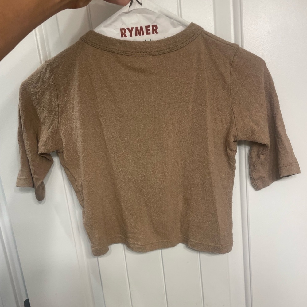 OZMA Tan Button-Up Crop Top - Picture 5 of 13